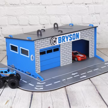 Wooden Toy Garage for Cars, Gift for Boys, Personalized Toy Car Garage