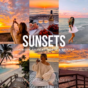 10 Sunsets Lightroom Presets, Warm Beach Summer Presets, Instagram Presets, Influencer Sunset Filters, Bright Beach Aesthetic Preset, Golden