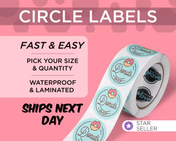Labels on a Roll with Your Logo or Image | Circle BOPP Stickers | Choose Your Size | Free Proof & Shipping