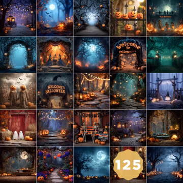 125 Halloween Digital Backdrops: Dark Vintage Photography Overlays (JPG File, 300 DPI)
