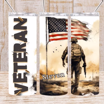 Soldier tumbler with name, personalized gift for veterans, custom military gift idea, custom military tumbler with name, custom veterans cup