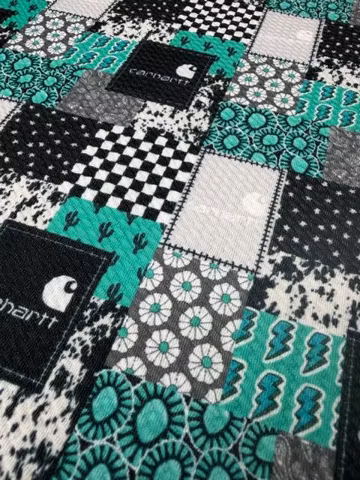 Teal Country Patchwork Bullet Fabric, Patchwork Bullet Fabric, Country Western Bullet Fabric. SHIPS FAST!
