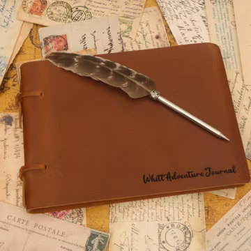 Monogrammed Leather Journal: Refillable Kraft Sketchbook