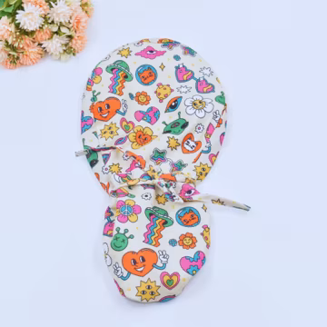 Valentine's day Heart Euro Scrub Cap for Women, Heart Space Alien Surgical cap with Satin Lined Option, Valentine's day Ponytail scrub cap.