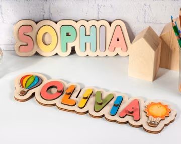 Wooden Name Puzzle, Personalized Toys for Toddler, Kids Name Puzzle