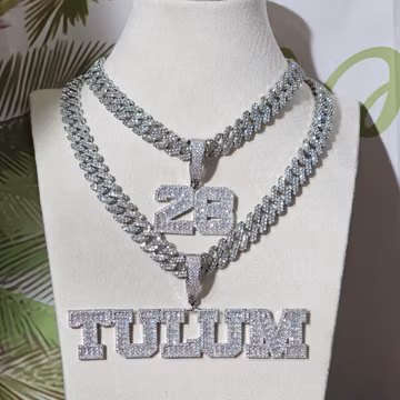 Iced Out Custom Number & Name Pendants with 12mm Cuban Chain,Birthday Necklace,Personalized Jewelry