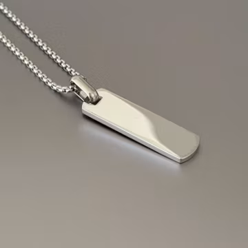 Engraved Pendant Necklace | Personalized Jewelry | Custom Silver Pendant | Rectangle Tag