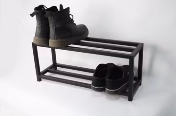 Hallway 2 tier metal shoe rack Entryway modern custom shoe organizer for housewaming gift Industrial shoe storage Black shoe furniture stand