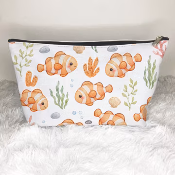 Clownfish Zip Bag, Pet Gifts Marine Nature Gift, Animal Lover Gift, Travel Bag, Cosmetic Bag, Snack Bag Makeup Toiletry Bag Purse