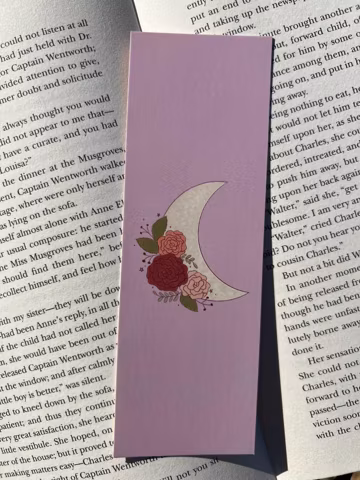 Floral Moon Bookmark, Cute Bookmarks, Bookish Gifts, Gifts For Readers, Bookmarks
