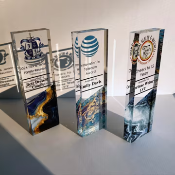 Custom Award Plaque Corporate Trophy Award - Company Anniversary Employee Awards Ceremony, Clear Glass Trophy