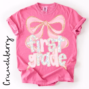1st Grade Girl Shirt, Coquette Bow Back to School Tee, First Day of 1st Grade Shirt, Comfort Colors School Shirt, First Grade Back to School