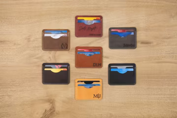 Custom Engraved Leather Card Holder Slim Business Wallet for Men
