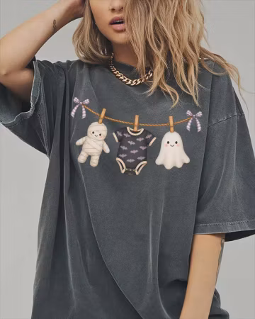 Comfort Colors® Pumpkin Halloween Shirt, Cute Halloween Tee, Spooky Graphic Shirt, New Mom Fall Apparel, Baby Shower Pumpkin Shirt