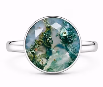 Natural Moss Agate Ring, 925 Sterling Silver Ring, Handmade Green Gemstone Ring, Nature Inspired Jewelry, Gift for Her