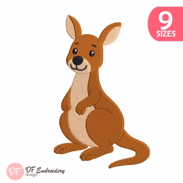 Kangaroo Embroidery Design, Cute Animal Stitch Pattern (9 Sizes) (Digital Download)