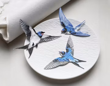 Embroidered Swallow Iron-on Patches,Symmetrical Embroidered Decor Pattern,Chinese Realistic Embroidered Bird Repair Patches for Clothes