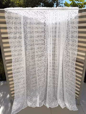 Vintage White Lace Curtain | Shabby Chic Floral Wedding Backdrop
