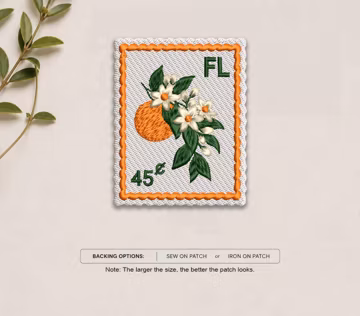 Florida Orange Blossom Embroidered Patch, Iron On Patch, Sew On Patch, Florida Souvenir Patch, Travel Gift, Travel Souvenir, State Gift