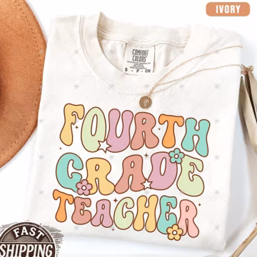 Fourth Grade Teacher Comfort Colors T-Shirt, Back to School Gift