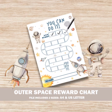 Outer space Reward Chart, Sticker Chart, Kids Potty Training, Behavior Chart, Goals Instant download Toddler Preschool space, astronaut