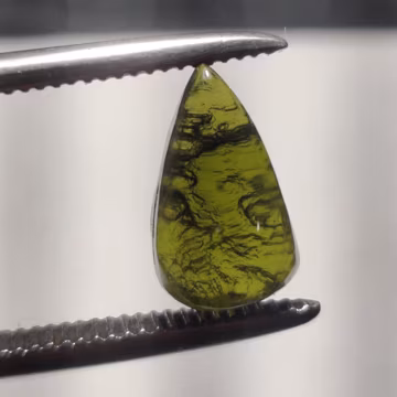 Czech Moldavite Pear Cabochon | Genuine Natural Green Tektite Gemstone | Loose Stone for Jewelry Making | Rare Collector Gem