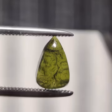 Czech Moldavite Pear Cabochon | Genuine Natural Green Tektite Gemstone | Loose Stone for Jewelry Making | Rare Collector Gem