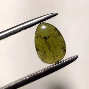 Czech Moldavite Pear Cabochon | Genuine Natural Green Tektite Gemstone | Loose Stone for Jewelry Making | Rare Collector Gem