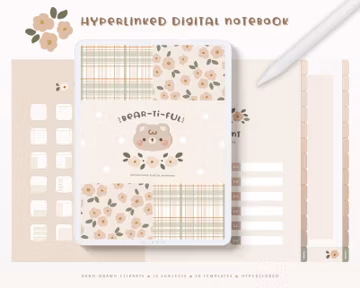 Cute Digital Notebook Goodnotes/ Digital Notebook With Tabs/ Digital Student Notebook/ Student Digital Notebook/ Notebook Digital/ Kawaii