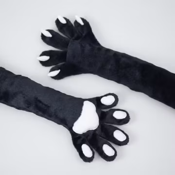 Slim Fursuit Paws | Cosplay Paw with Slimming Fit | Long Arm Faux Fur Handpaws for Wolf, Cat, or Fox Characters | Kigurumi Dexterity Gloves