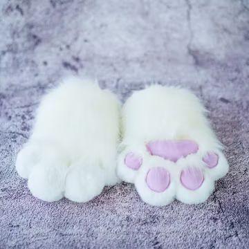 White Hand Paws gloves for Halloween Birthday Christmas, furry gloves-puppy kitty animal Cosplay paw with Squeak for teenagers daughter