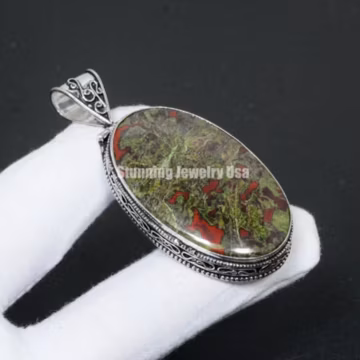 Dragon Blood Jasper Gemstone Pendant 925 Sterling Silver Pendant Dragon Blood Jasper Pendant Silver Designer Gift For Her Christmas Gift