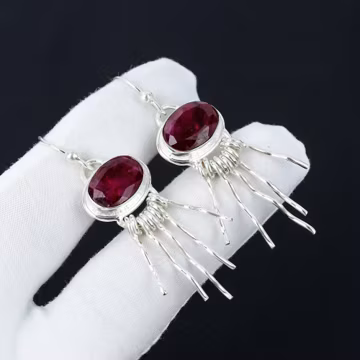 Kashmir Ruby Earrings 925 Sterling Silver Earring Kashmir Ruby 925 Solid Sterling Silver Earring Kashmir Ruby Gemstone Earring For Gifts