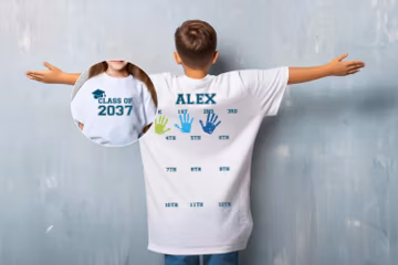 Class Of 2039 Handprint Shirt, Graduation tShirt, Custom Year 2037-2038-2039... First Day of School Kids t-Shirt, Grow with Me