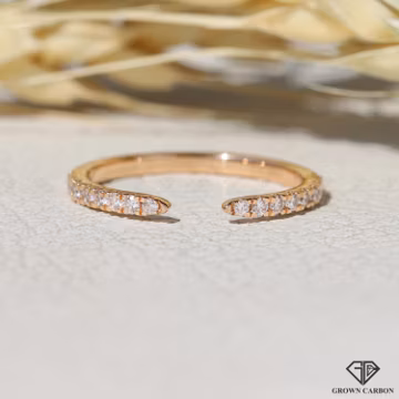 Handmade Custom Band, Open Gap Diamond Wedding Band, Half Eternity Wedding Ring, Lab Grown Diamonds, Stackable Yellow/White/Rose Gold Band