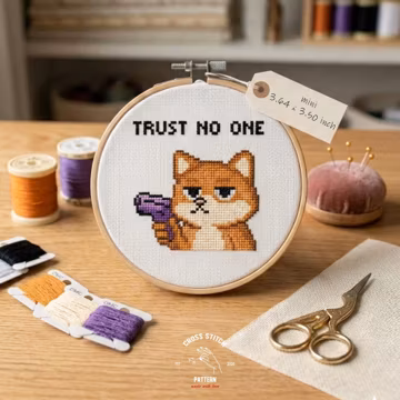 Funny Fox Quote Cross Stitch Pattern PDF, Trust No One Embroidery Design, Sarcastic Sassy Animal Modern Chart