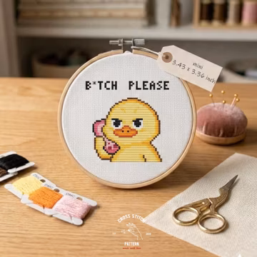 Funny Duck Quote Cross Stitch Pattern PDF, Sarcastic Duck Embroidery Design, Snarky Animal Modern Chart