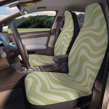 Sage Green Car Seat Covers for vehicle, Hippie Car Seat Covers, 70s car seat cover, Groovy front seat covers, Retro car seat covers
