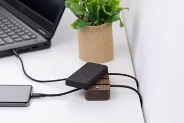 Walnut Wood Magnetic Cable Organizer: Desk Cord Management