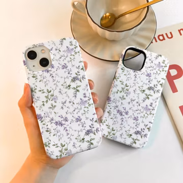 Minimal Purple Floral Case For iPhone 17 16 15, iPhone Case for 14 13 12 Pro Max, Matte/Glossy 14 15 Plus Case, iPhone12/13 Mini Case