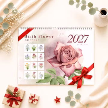 2027 Birth Flower Calendar, Christmas Gift for Her Him, PDF Printable Wall Art