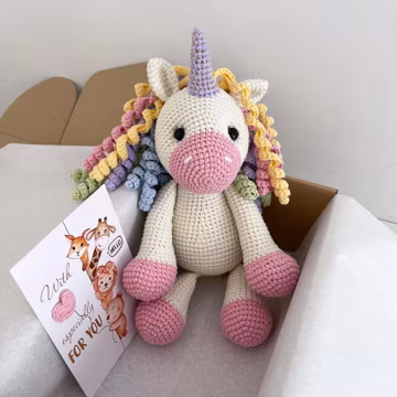 Magical crochet rainbow unicorn doll, Baby girl plush toy, - Birthday Gift for Girl, Nursery Decor