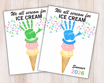 Ice cream Handprint Craft for Kids, Summer Craft, Handprint Art,Handprint Craft Keepsake,National Ice Cream Day,Spring Daycare Printable PDF