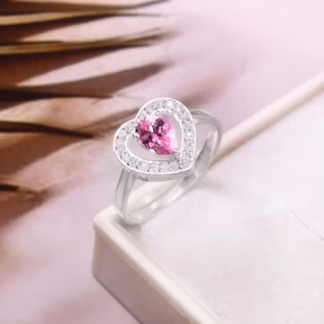 AAA Ceylon Pink Sapphire Sterling Silver Ring: Pear Cut Statement Ring 7x5 MM