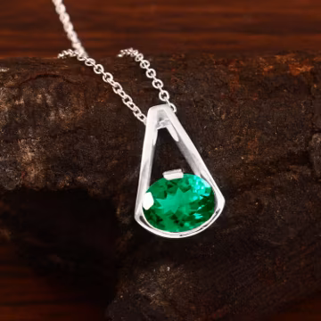 AAA Flawless Emerald Pendant: 925 Sterling Silver, Oval Cut, 10x8 mm , Engagement Pendant, Proposal Gift,