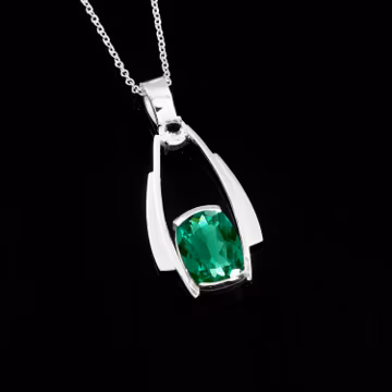 AAA Flawless Emerald Pendant: 925 Sterling Silver Cushion Cut Charm , Engagement Pendant, Proposal Gift,