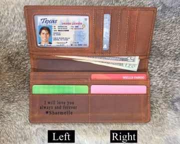 CINNAMON Personalized Long Leather Wallet, Leather Wallet Laser Engraved, Unisex Long Wallet, Custom Wallet, Mens Gift, Christmas Gift