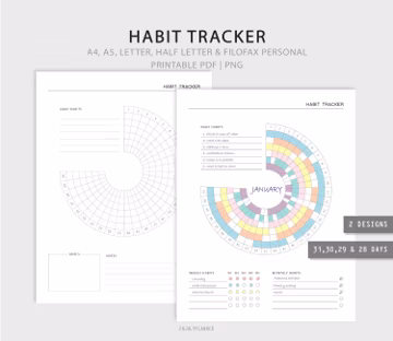 Printable Circle Habit Tracker: Monthly Planner (Digital Download)