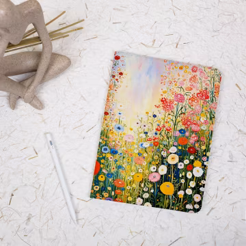 Pretty Floral Painting iPad Case with Pencil Holder Cover for iPad A16 11/10/9th Gen M4 Air 11/13 inch iPad Pro 11/13 Mini 6/7 A17pro