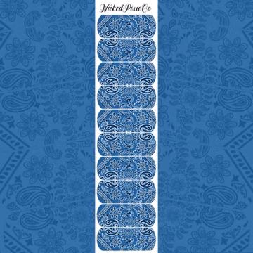 Nail Art Blue Bandana Paisley Nail Decals: Waterslide Nail Art Designs